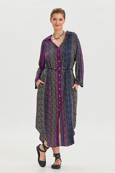 Los banditos Сорочка з коміром і поясом, детальна богемна сукня