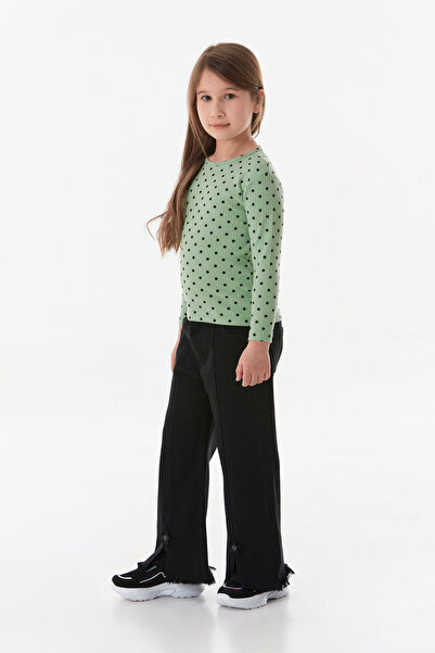 Fulla Moda Polka Dot Patterned Girl's Blouse with Crew Neck