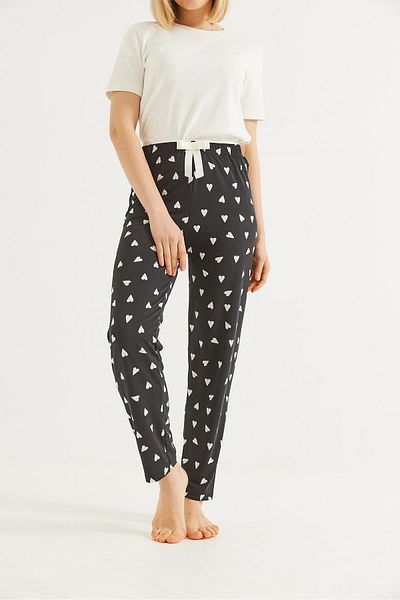 CALİENTE Pantaloni de pijama de damă cu talie elastică negri