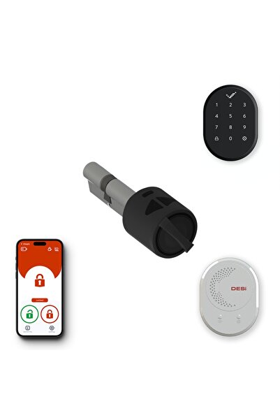 Desi Utopic R Siyah Akıllı Kilit Telefondan Kontrol - Akıllı Köprü - Dokunmatik Keypad Tuş