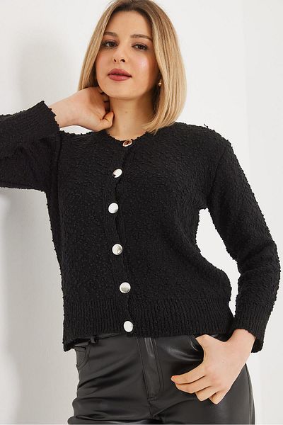 CALİENTE Metal Buttoned Knitwear Cardigan Black