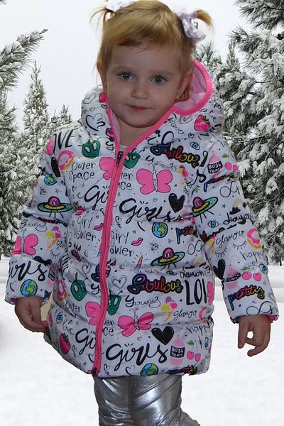 freemen Sports Girl Sports Children's Fleece Hooded Girls' Written Butterfly Patterned Coat & Coat & Parka