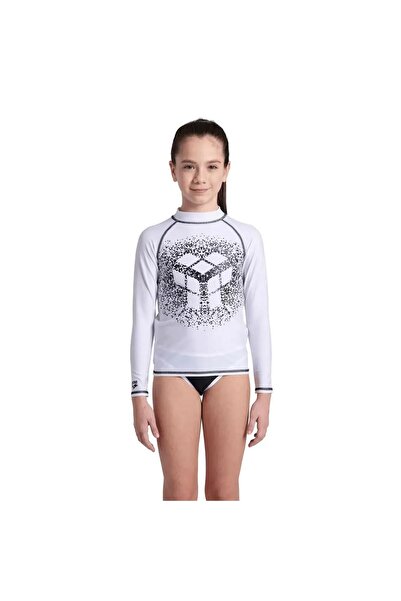 ARENA 006296155 Rash Vest L/S Graphic Boys' Swimmer T-Shirt White