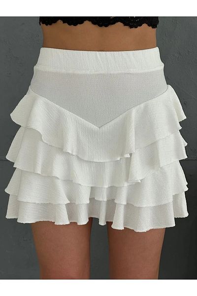 cottonage Fusta albă Mykonos cu pantaloni scurți în interior (utilizare confortabilă)