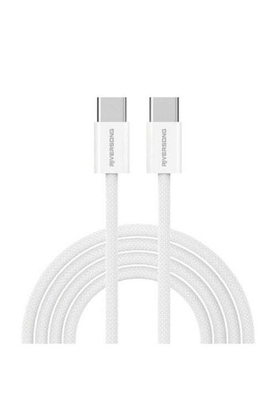RİVERSONG Lotus 10 Type-C to Type-C Charging Cable, 1 Meter, CT53, Wide Compatibility, Light Gray