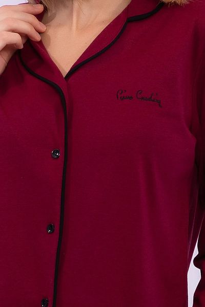 Pierre Cardin Pi̇erre Cardi̇n Soft Textured Modal Cotton Shirt Collar 4 Season Fabric Long Sleeve Women's Pajama Set