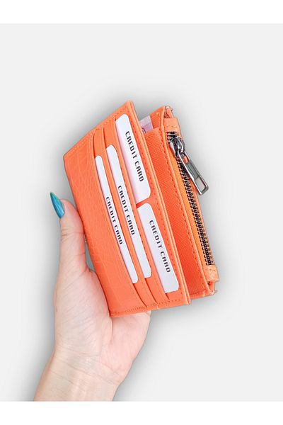 KY Orange Wallet - with Card Holder and Small Zipper