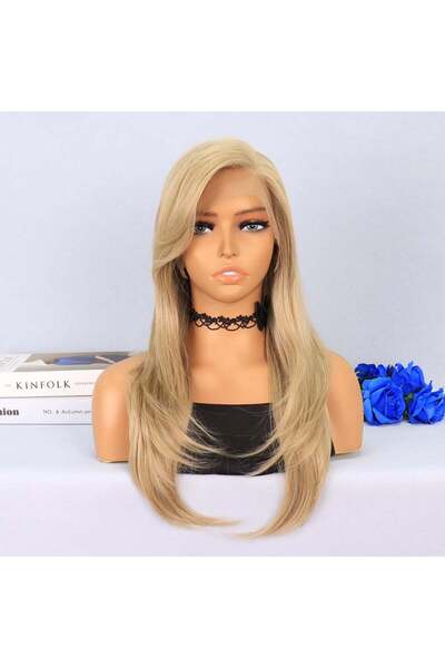 Nurdan Trend Peruk Katlı Kesim Balköpüğü Platin Röfleli Yan Tül Peruk