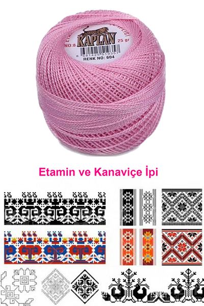 MenSak Alray Kaplan Etamine and Cross Stitch Thread No 8 Code/Colour: 604 - Royaleks