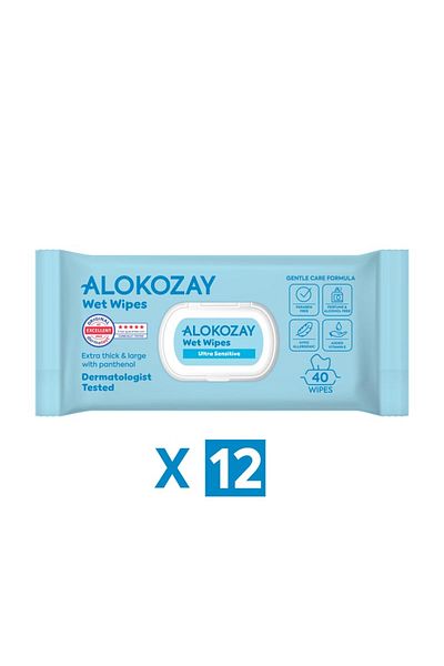 Alokozay Baby Wipes ultra sensitive -  40 Wipes  X 12 Packs - 480 Wipes