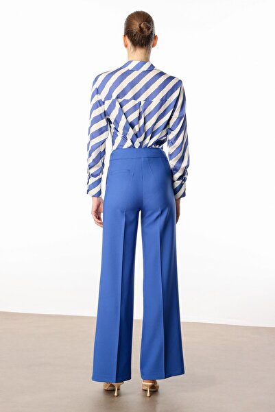 Moda İlgi Modailgi  Yandan Cepli Palazzo Pantolon - 7055 Mavi