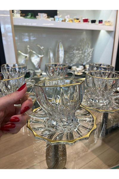 P&ORA PREMIUM KITCHEN PRODUCTS P&Ora Gold Detailed Tea Coffee Cup 12 Pieces