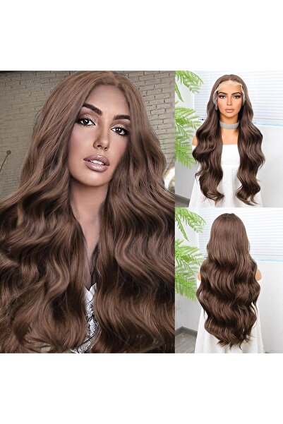 Nurdan Trend Peruk Baby Auburn Fiber Synthetic Wide Wavy Tulle Wig