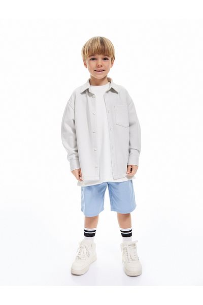 Koton Pantaloni scurți de bază din bumbac cu talie elastică cu detaliu cu nasturi