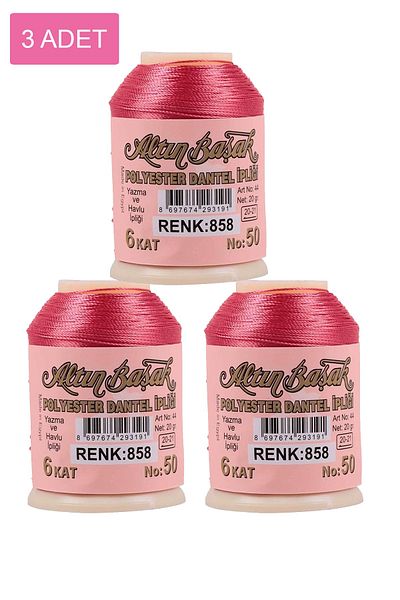 Alray 3 Pieces of Gold Needle and Lace Thread 20 Gr - Royaleks - No: 858
