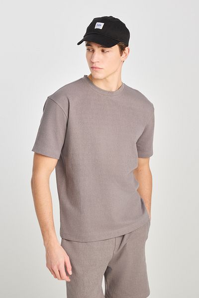 Lee Relaxed Fit Wide Cut Crew Neck Gray Cotton T-Shirt