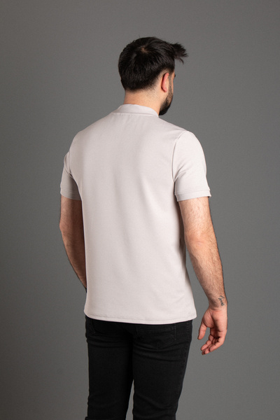 ZEKİ ÖZER Ανδρικό μαλακό μπλουζάκι με γκρι μισό λαιμό Zeki Özer