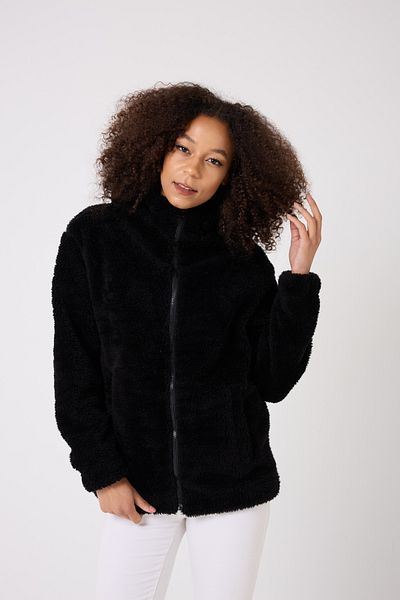 firststops Sports Women's Black Plush Windproofwelsoft Double Hood Coat