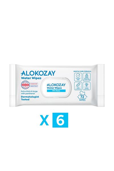 Alokozay 99% Water Baby Wet Wipes - 72 Wipes x Pack of 6