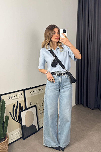 Sue Store Μπλούζα Premium με μπλε γιακά