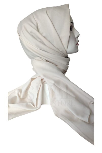 Aker Cream Colored Plain Cotton Shawl 911
