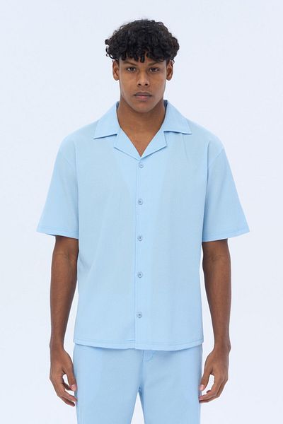 İLKCET MODA Ανδρικό κοντομάνικο oversize casual πουκάμισο