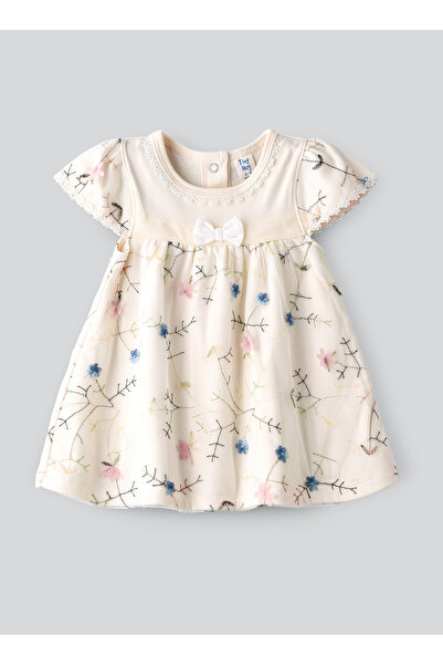 Basicxx Embroidered Floral Dress with Lace Trim for Babies