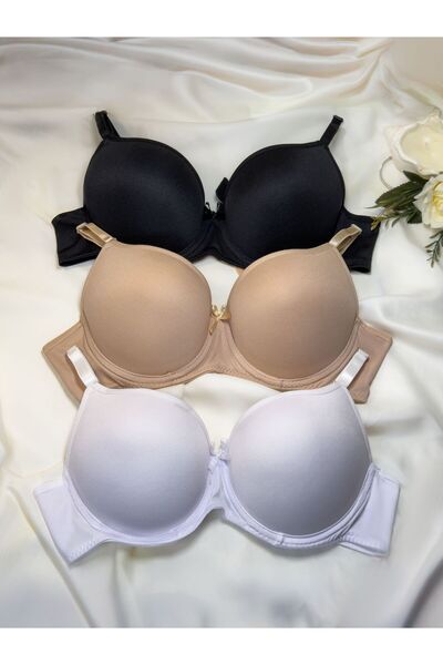 SADE حمالة صدر مبطنة ومدعمة بسلك داخلي، مجموعة من 3 حمالات صدر من الجلد باللونين الأبيض والأسود