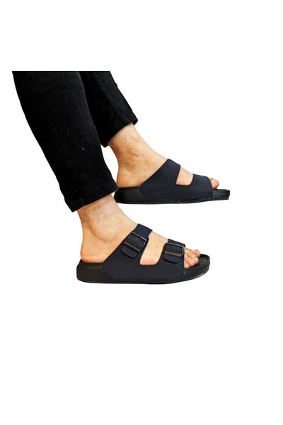 Pierre Cardin 7408 Ανδρικές παντόφλες με διπλή πόρπη με μαλακή σόλα Navy Blue