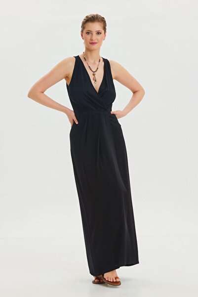 Los banditos V Neck Slit Detail Long Dress