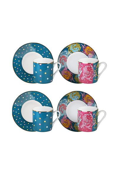 Lucky Art Estelle Bone Set of Four Coffee Cups