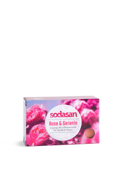 Sodasan صابون صلب لليدين والجسم - الورد والعناب - 100 جرام