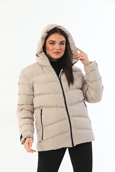 Firststops Sports Women's Stone Lined Hooded Waterproof Wind Resistant Inflatable Coat Parka