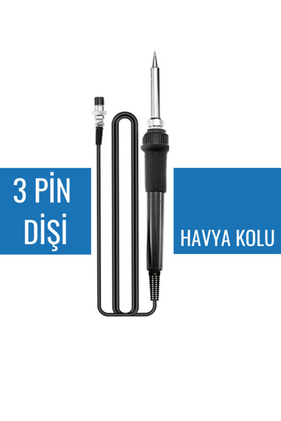 SolinpaTech 8586 Istasyon Havyası Ile Uyumlu Lehimleme Kolu – 3 Dişi Pinli Yedek Havya Kalemi