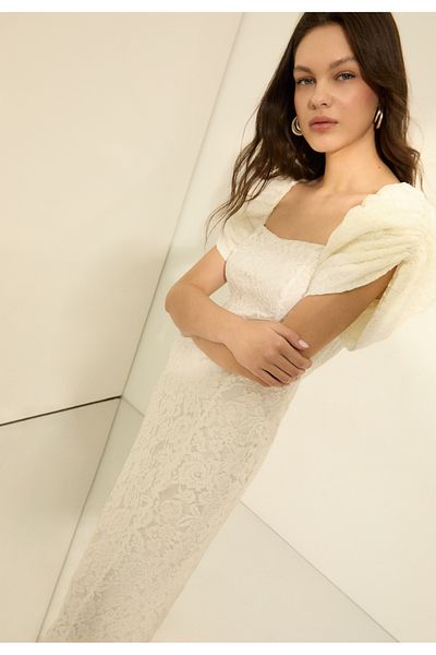 Stradivarius Lace-trimmed Midi Dress Limited Edition