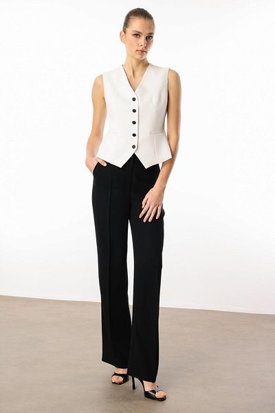 Moda İlgi Modailgi High Waist Palazzo Trousers with Side Pockets - 70014 Black