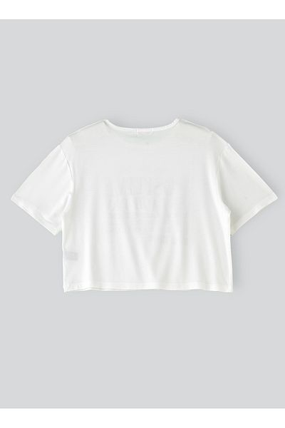 Basicxx Girls' White Crop Top with Positive Message and Heart Sequins