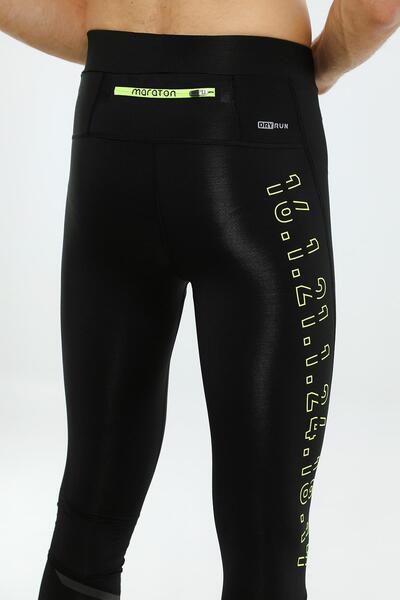MARATON Running Men's Black-Neon Yellow Tights