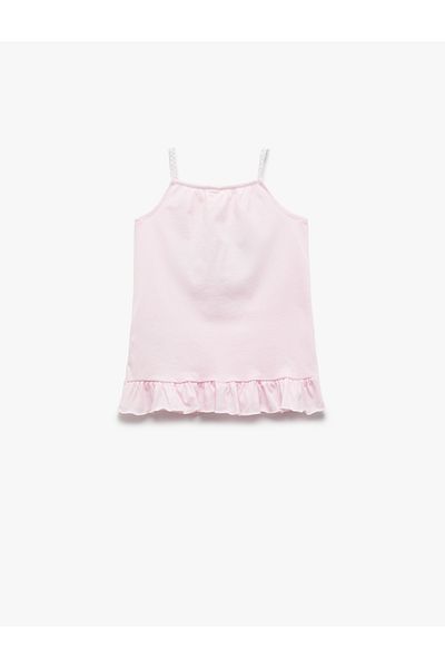 Koton Cotton Ruffle Detailed Ice Cream Printed Slim Strap Dress
