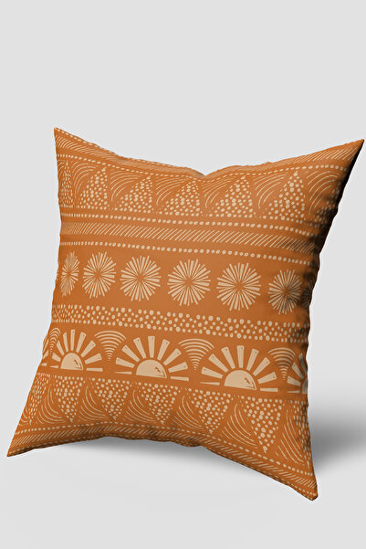 EsnafAli Orange Ethnic Patterned Throw Pillow Cover