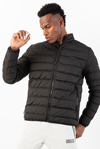 MARATON Regular Men's Mock Neck Black Coat