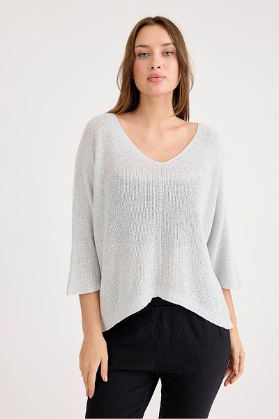 Vitrin Half Sleeve Glitter Knitwear Blouse