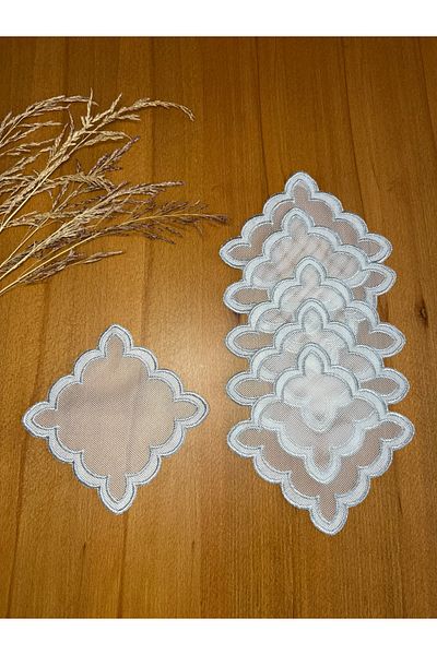 Smiling Home 6 Pieces Silver Color Wire Breaking Suitable for Processing Double Wavy Cloud Embroidered Cocktail Presentation Napkin
