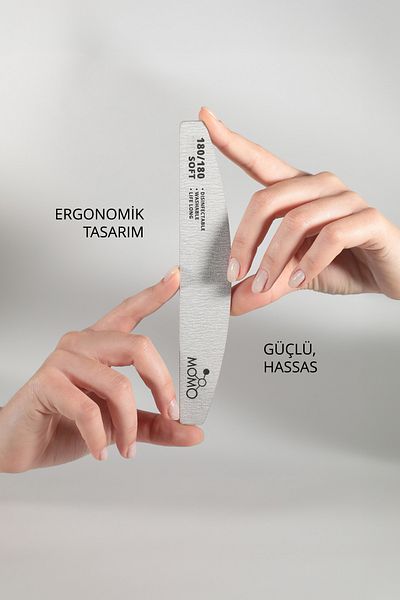 MOMO professional مبرد أظافر ورقي، 180/180 مبرد أظافر رمادي نصف قمر