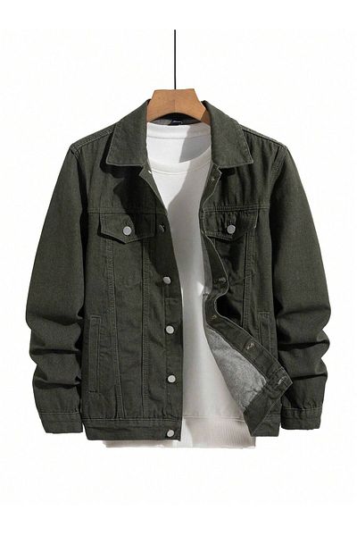 WKM Men's Jean Denim Standard Fit Buttoned Denim Jacket with Pockets