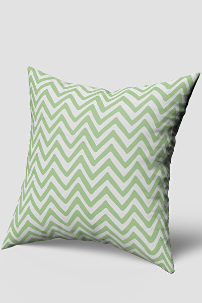 EsnafAli Πράσινο και λευκό τροπικό ζιγκ-ζαγκ μοτίβο ριχτάρι μαξιλαροθήκη