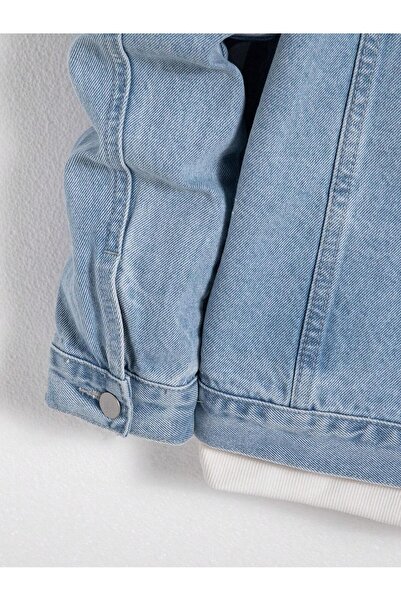 WKM Erkek Jean Denim Standart Kalıp Cepli Düğmeli Kot Ceket