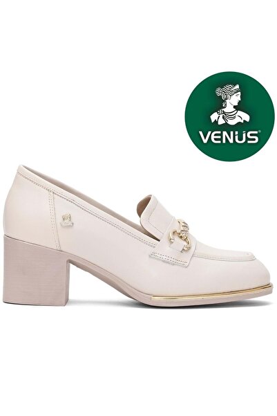 Venüs Ünve Genuine Leather Comfort Orthopedic Women's Heeled Shoes Beige