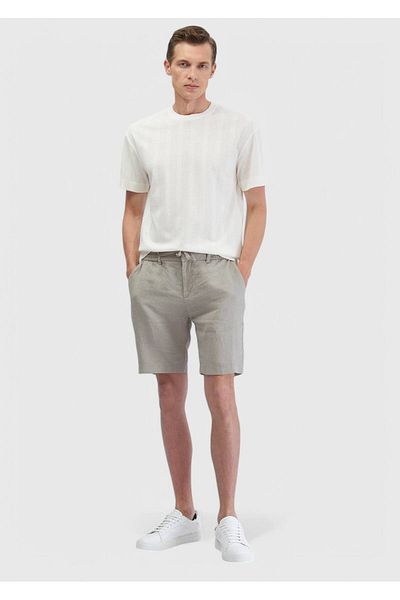 Ramsey Ecru Jacquard Crew Neck 100% Cotton T-Shirt