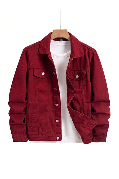 WKM Men's Jean Denim Standard Fit Buttoned Denim Jacket with Pockets